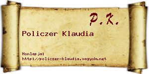 Policzer Klaudia névjegykártya